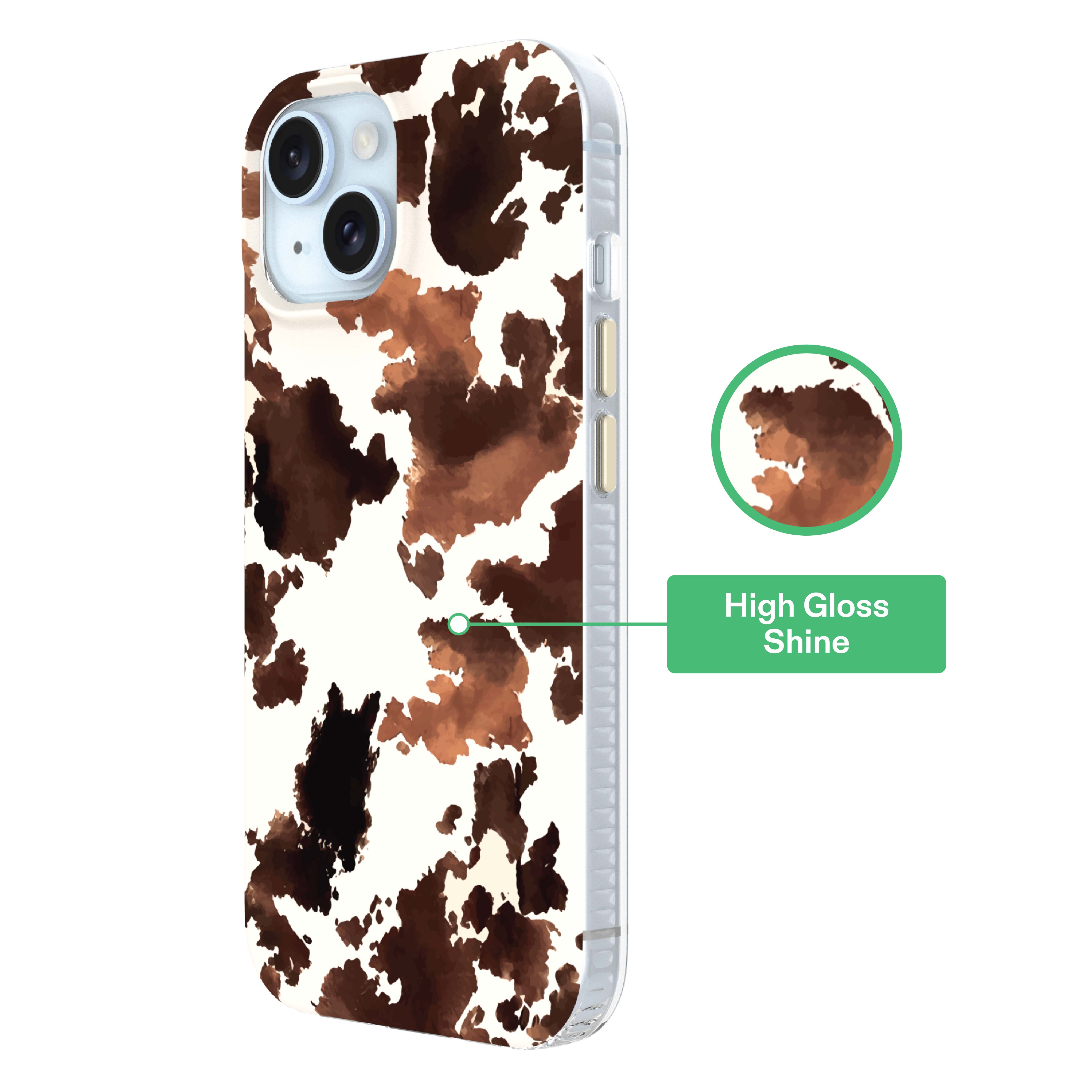 onn Phone Case for iPhone 17e / 16e / 15 / 14 / 13, MagSafe Compatible - Cow Print