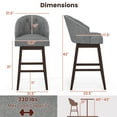 thumbnail image 3 of Costway 31" Bar Stools Set of 2 with Rubber Wood Frame Swivel Seat Footrest & Rivet, 3 of 9