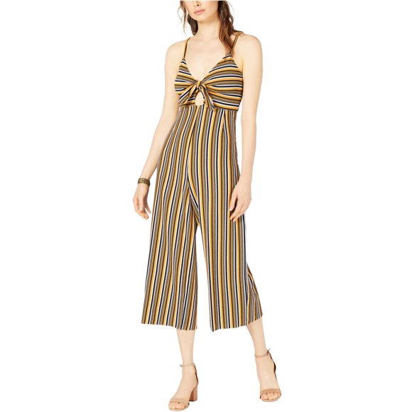 Project 28 Womens Tie Front Striped Jumpsuit, Multicolor, Medium