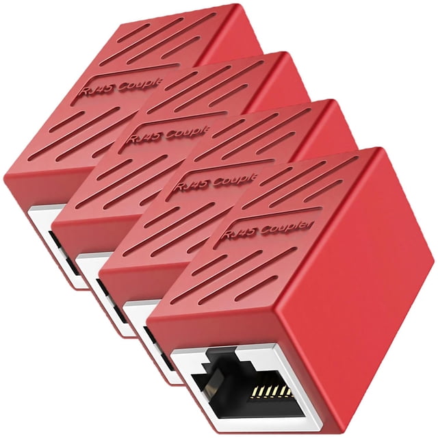 Acoplador RJ45 Hembra-Hembra VentDepot LinkFusionRed 4 Pzas Interior Rojo Plástico y Metal