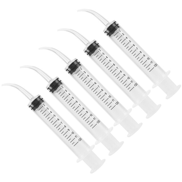 5pcs Curved Tip Syringe Oral Mouthwash Irrigation Syringe Injection