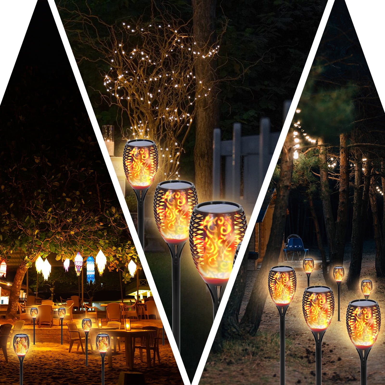 43" Solar Outdoor Lights, 96 LED Tiki Torch, Higher & Larger Flickering Flame Solar Torch Lights Waterproof Outdoor Pathway Lights for Garden Patio Yard 4 Pack
