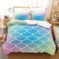 thumbnail image 1 of Children's gradient fish scale 3D digital printing three-piece quilt cover pillowcase, 1 of 1