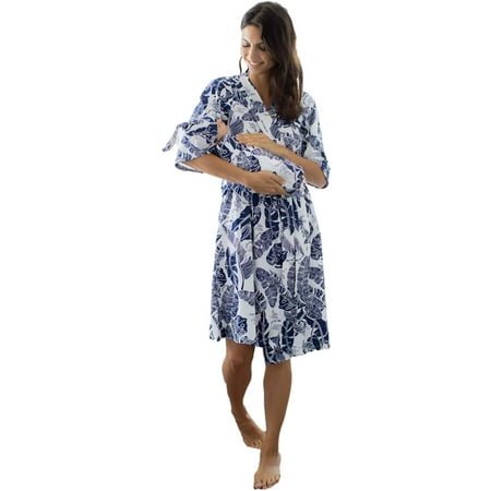 

Baby Be Mine Maternity Mommy & Me Delivery Robe with Matching Baby Swaddle Blanket & Hat Set Pregnancy Robe For Women Nursing Robe Maternity Robe