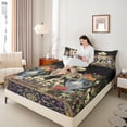 thumbnail image 4 of Homewish Teens Adults Gothic Skeleton Twin Sheet Sets 3pcs,Chic Flowers Twin Fitted Sheet Microfiber,Retro Exotic Style Breathable Flat Sheet,Ultra Soft Home Decor, 4 of 7