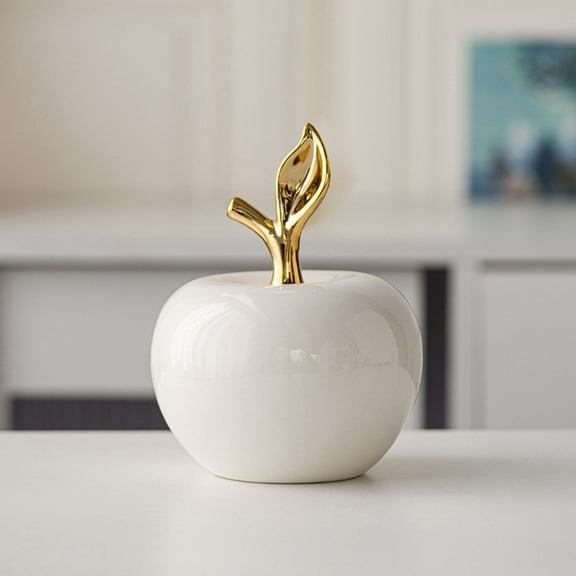 Statue Ceramic Figurine Gifts Collection Tabletop Fruit Sculpture Ornament for Dining Room Home Bookshelf Decor, White,