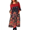 thumbnail image 1 of Robe Longue à Manches Longues Imprimée Mode pour Femmes avec Poches (Rouge, m), 1 of 4