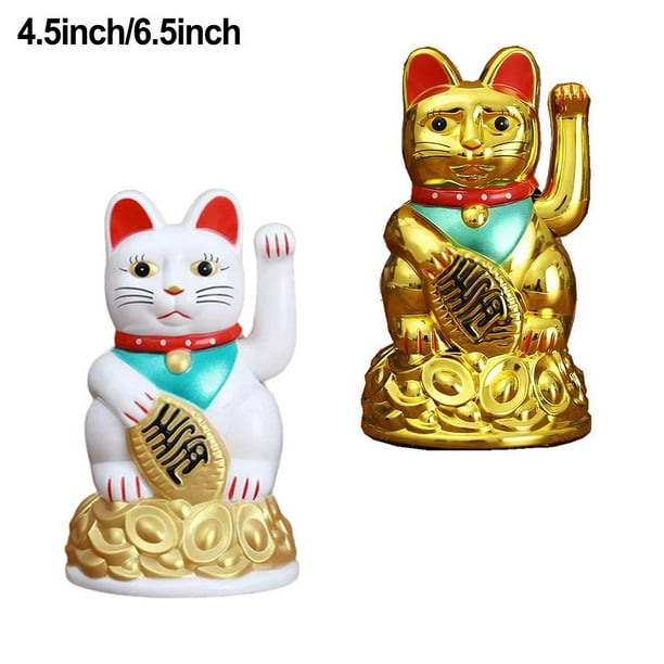 Chat Porte Bonheur,Chance Richesse Chats Lucky Cat,Statue en forme de chat porte-bonheur,avec Bras Agitant Chat Maneki Neko Fortune Accueillant Bienvenue,pour Décoration Maison Voiture Cadeaux Amis