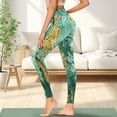 thumbnail image 3 of Renewold Green Gold Marble Yoga Pants for Women with Pockets Full Length Workout Leggings High Waist Tummy Control Lounge Pants Activewear Stylish Womens Leggings, XS, 3 of 8