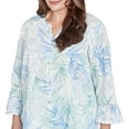 thumbnail image 4 of Alfred Dunner Womens Plus-Size Tropical Embroidered Button Front Top, 4 of 4