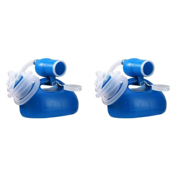 2X Botella de Orina Urinarios Portátiles para Hombres y Mujeres Botella de Orina de 2000 Ml Botella de Orina A Prueba de Derrames para Hombres con Tubo de 63 Pulgadas de