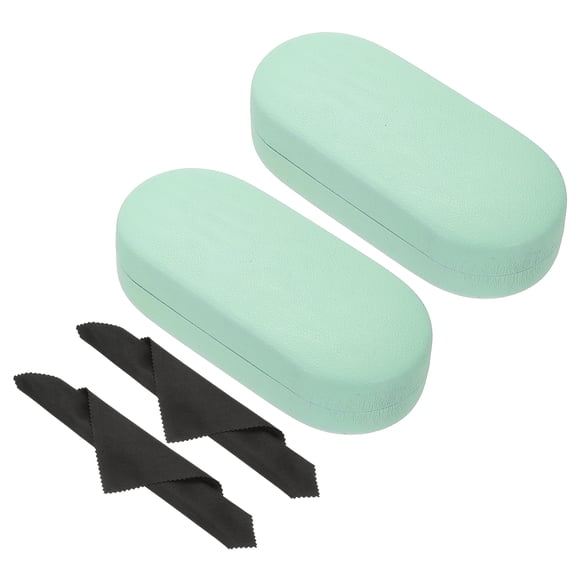 Estuche de gafas de concha dura Uxcell, 2 paquetes, estuche grande de cuero PU, organizador de gafas de sol de grano de lichi, verde claro