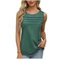 thumbnail image 2 of Xixinqiwan No Boundaries Tank Tops for Women,Womens Tank Tops Dressy Casual Crewneck Blouse Pleated Front Loose Fit Going Out Tee, 2 of 8