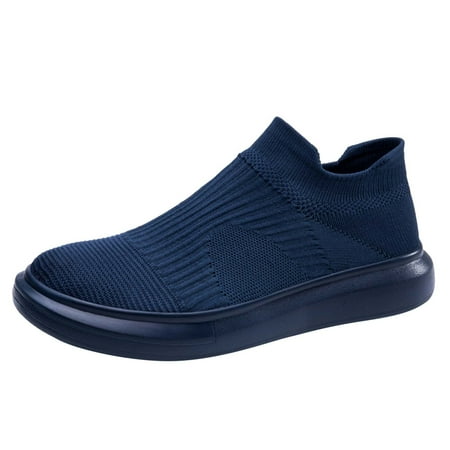 

Cathalem Men Sports Shoes Couple Fashion Summer New Pattern Simple Solid Color Slip On Convenient Comfortable Mesh Breathable Shoes Blue 42