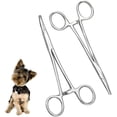 thumbnail image 1 of recto y curvo, dentado completo, fórceps de bloqueo de hemostato doméstico de acero inoxidable, herramienta profesional para el cuidado de mascotas para gatos y perros, 2 uds., 1 of 5