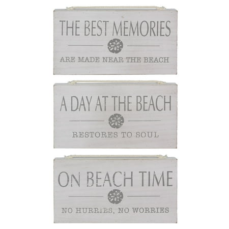 Best Memories On Beach Time Day at Beach Signs Set of 3 Wood 10.25 (The Best 3 Wood)