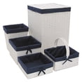 thumbnail image 3 of Redmon Hamper & Basket Set with Liners, 5 Piece, White & Navy, 3 of 5