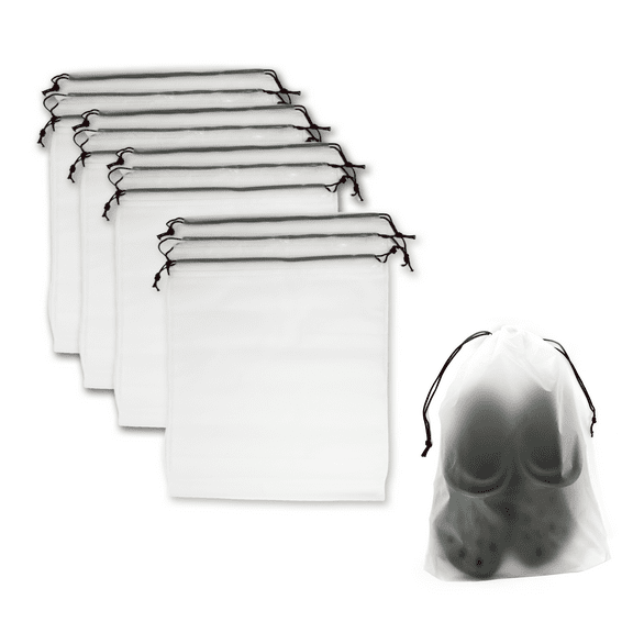 FunBuy 12PCS Translucent Travel Shoe Bags with Drawstring - 16"x12"
