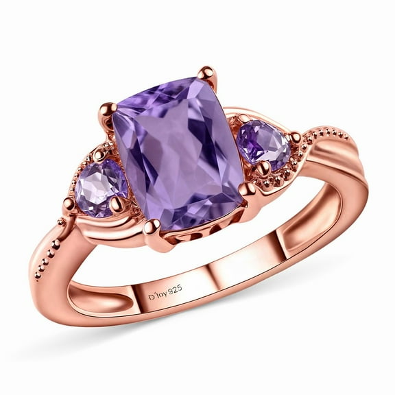 Amethyst with Plating Rose Gold Rings for Women in Sterling Silver Size 9 - Promise Ring for Her Unique Birthday Purple Jewelry Birthday Christmas Gifts