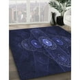 thumbnail image 3 of Ahgly Company Machine Washable Indoor Round Transitional Night Blue Area Rugs, 5' Round, 3 of 7