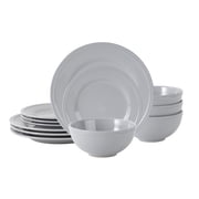 Mainstays Darby 12-Piece Stoneware Dinnerware Set, Gray