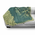 thumbnail image 3 of Vintage Soft Flannel Fleece Blanket, Retro Abstract Image with Modern Backdrop and Lace and Floral Frame Print, Cozy Plush for Indoor and Outdoor Use, 50" x 70", White and Jade Green, by Ambesonne, 3 of 6