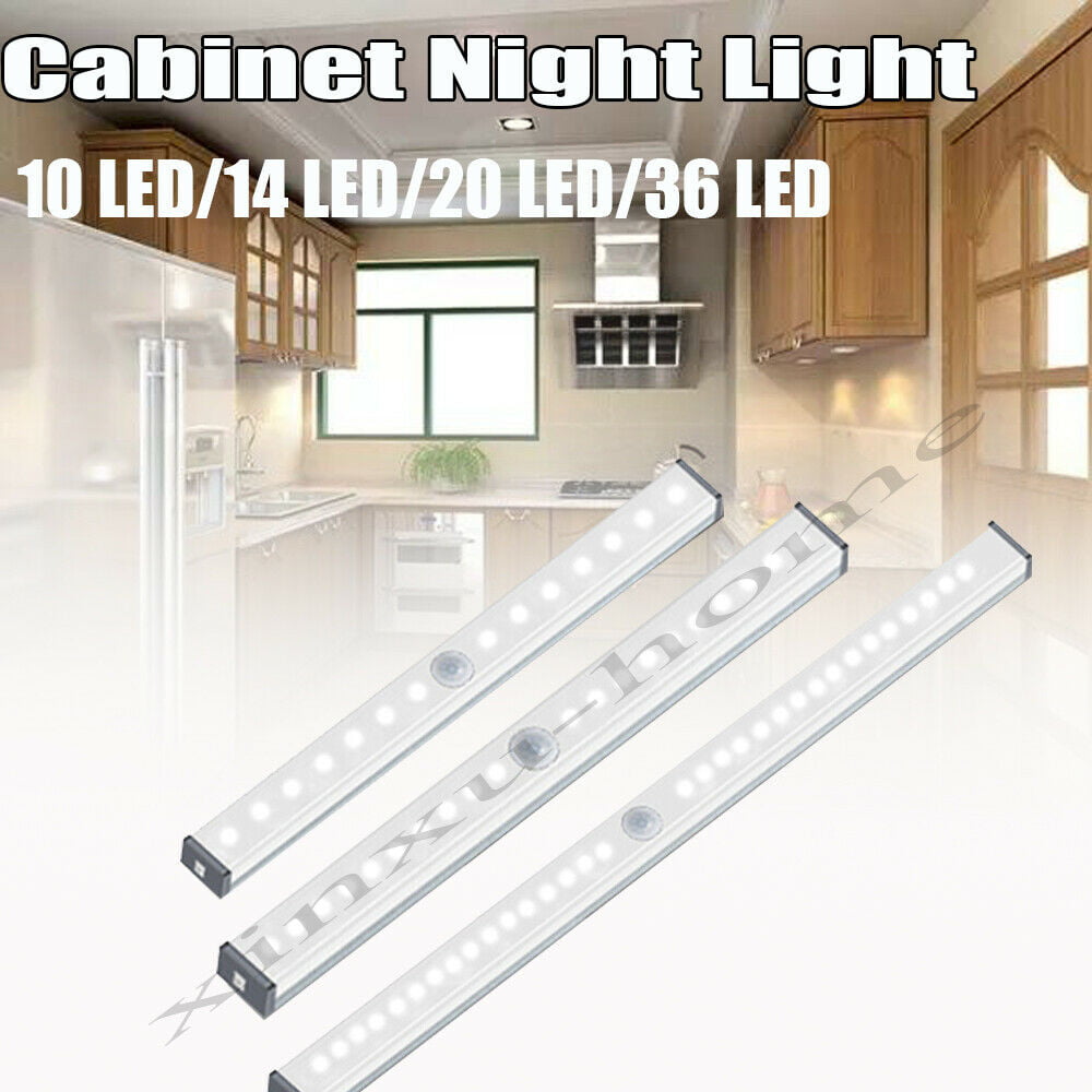 LED Motion Sensor Under Cabinet Closet Night Lights Rechargeable Kitchen Lights 