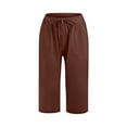 thumbnail image 5 of TAGOLD Womens Summer Pants, Summer Cotton and Linen Pants for Womens, Fashion Women Summer Casual Loose Pockest Elastic Waist Solid Trousers Capris Pants, 5 of 5