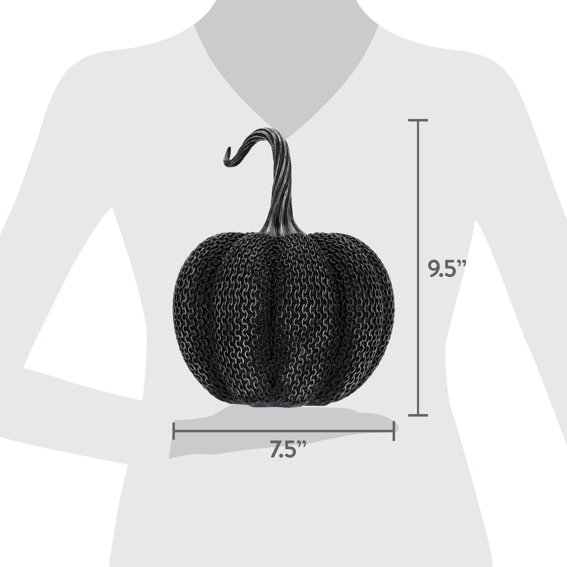 Resin Textured Pumpkin Decoration, Black, 9.5", Halloween by Way To Celebrate