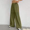 thumbnail image 4 of Hauaitttt Women Drawstring Waist Wide Leg Pants High Waisted Wide Leg Pants Fashion Drawstring Elastic Trousers Comfy Straight Leg Long Pants with Pockets Sweatpants Women Athletic Maternity Women, 4 of 8