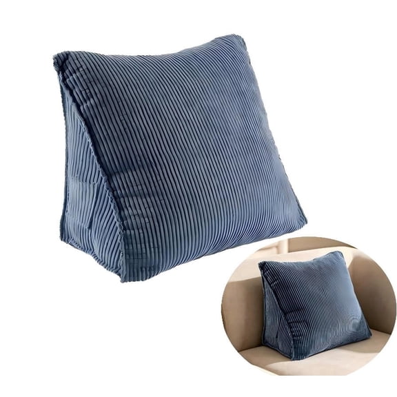 Backrest Cushion Wedge Pillow for Bed, Lumbar Support Pad for Sitting in Bed, Back Pillow for Reading and Watching TV (Blue)