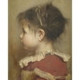 thumbnail image 2 of Otto Brandt 12x14 Black Ornate Wood Framed Double Matted Museum Art Print Titled: Profile Portrait of a Little Girl in a Red Dress, 2 of 5