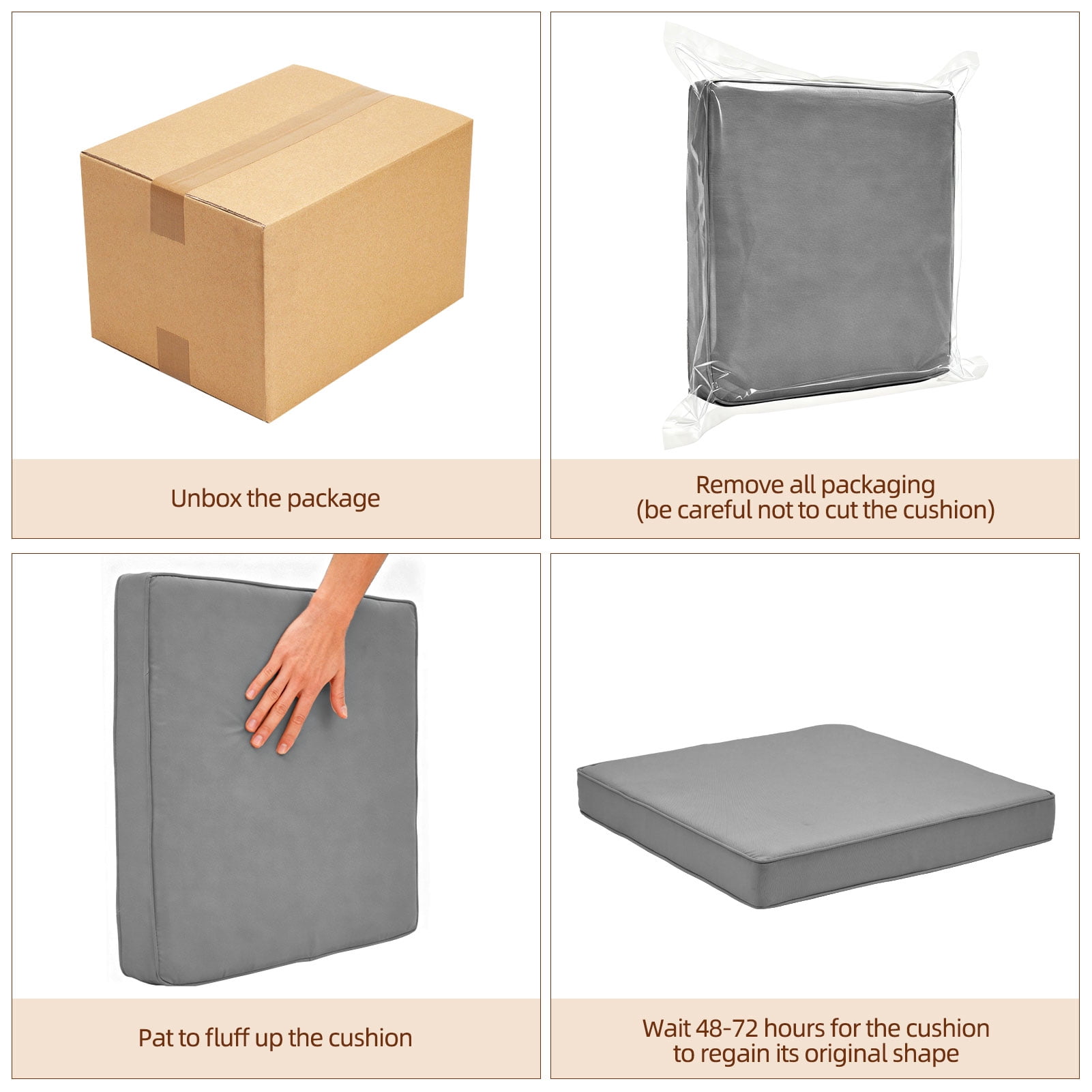 14-Piece Patio Furniture Replacement Cushion Set with Washable Covers, Waterproof Sectional Outdoor Sofa Cushions (6 Seat + 6 Back + 2 Armrest), 4" High-Density Foam with Anti-Slip Base, Gray