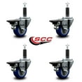 thumbnail image 2 of 3 Inch Blue Poly Swivel 1 Inch Expanding Stem Caster Set with Brake SCC, 2 of 2