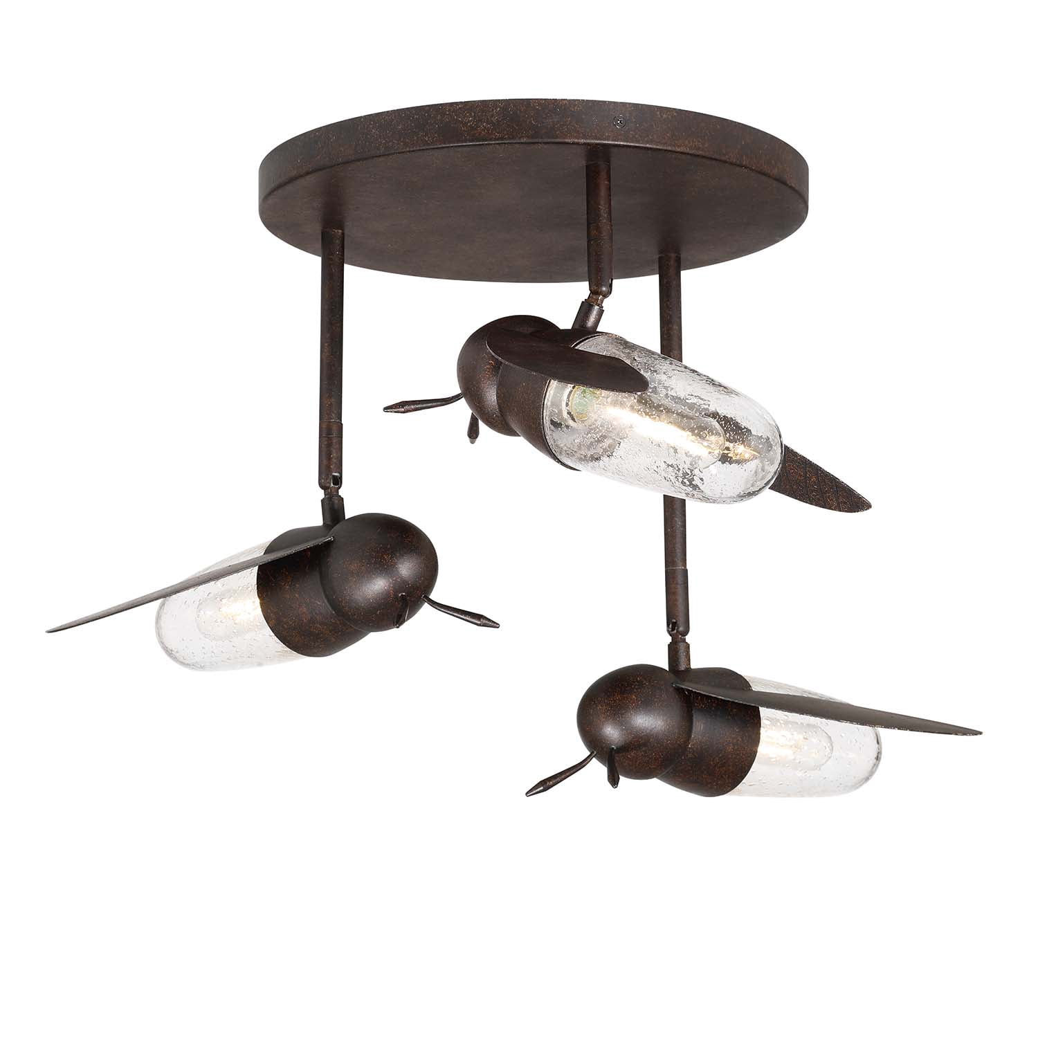 Nightflight - 3-Light Semi Flush Mount - Rustic Bronze