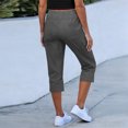 thumbnail image 6 of AHTJRT Women's Capri Pants Cargo Style Elastic Waist Pull-On Trousers with Pockets Drawstrings Summer Casual Cropped Cotton Chino Pants Dark Gray M, 6 of 7