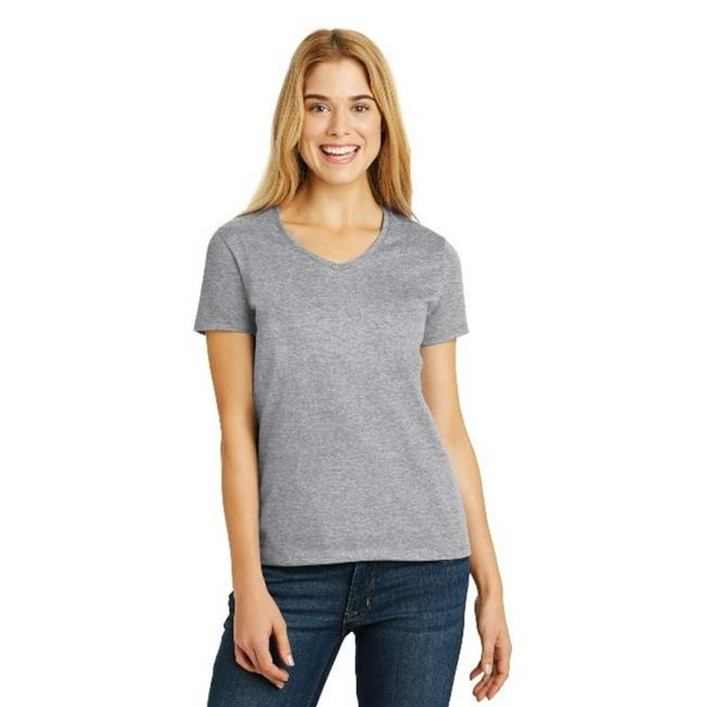 Hanes - Hanes 5780 Ladies Tagless 100 Percent Cotton V Neck T-Shirt ...