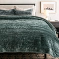 thumbnail image 2 of EVERGRACE Luxury Ruched Velvet Quilt King Size, Ultra Soft Bedspread Coverlet Set, Lightweight Velvet Comforter, Quilted Bedding Cover with 2 Matching Shams for All Season, Dark Green, 2 of 7