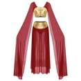 thumbnail image 3 of TSSOE 2Pcs Women Egypt Queen Cosplay Costume Halloween Ancient Rome Crop Top Split with Skirt Set Burgundy S, 3 of 5