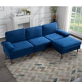 thumbnail image 3 of Aukfa 101" Velvet Sectional Sofa Pillow Top Arm Sleeper Couch for Living Room, Blue, 3 of 10