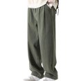 thumbnail image 1 of ML Solid Color Pants Men‘s Wide-leg Retro Work Pants Breathable Versatile Straight Trousers for Casual or Formal Wear Straight Leg, 1 of 6