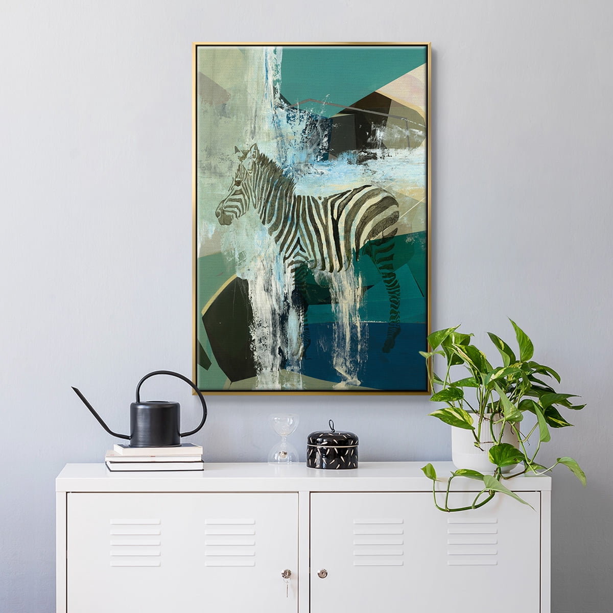 Crossing the Lines Framed Premium Gallery Wrapped Canvas - Ready to Hang - 17 x 25 - Gold Floating Frame