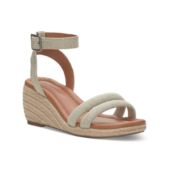 LUCKY BRAND Womens Beige Ankle Strap Padded Nasli Round Toe Wedge Buckle Espadrille Shoes 5.5 M
