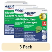 (3 pack) Equate Nicotine Polacrilex Lozenge 4 mg, Mint Flavor, Stop Smoking Aid, 108 Count, Compare to Nicorette® Lozenge Active Ingredient