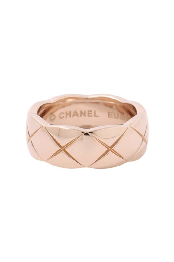 Pre-Owned Chanel Coco Crush Medium Ring, 18K Pink Gold, Ring Size 47, J10817. (CHANEL ring)