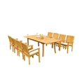thumbnail image 4 of Grade-A Teak Dining Set: 8 Seater 9 Pc: 94" Rectangle Table And 8 Wave Stacking Arm Chairs Outdoor Patio WholesaleTeak #51WV2009, 4 of 6