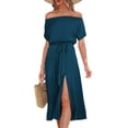 thumbnail image 2 of Sngxgn Women's Summer Mini Dress Casual V Neck Ruffle Sleeveless Dress Dress(Blue,S), 2 of 8