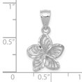 thumbnail image 3 of 14k White Gold Textured Back Beaded Polished Finish Diamond-cut Plumeria Flower Charm Pendant, 3 of 4