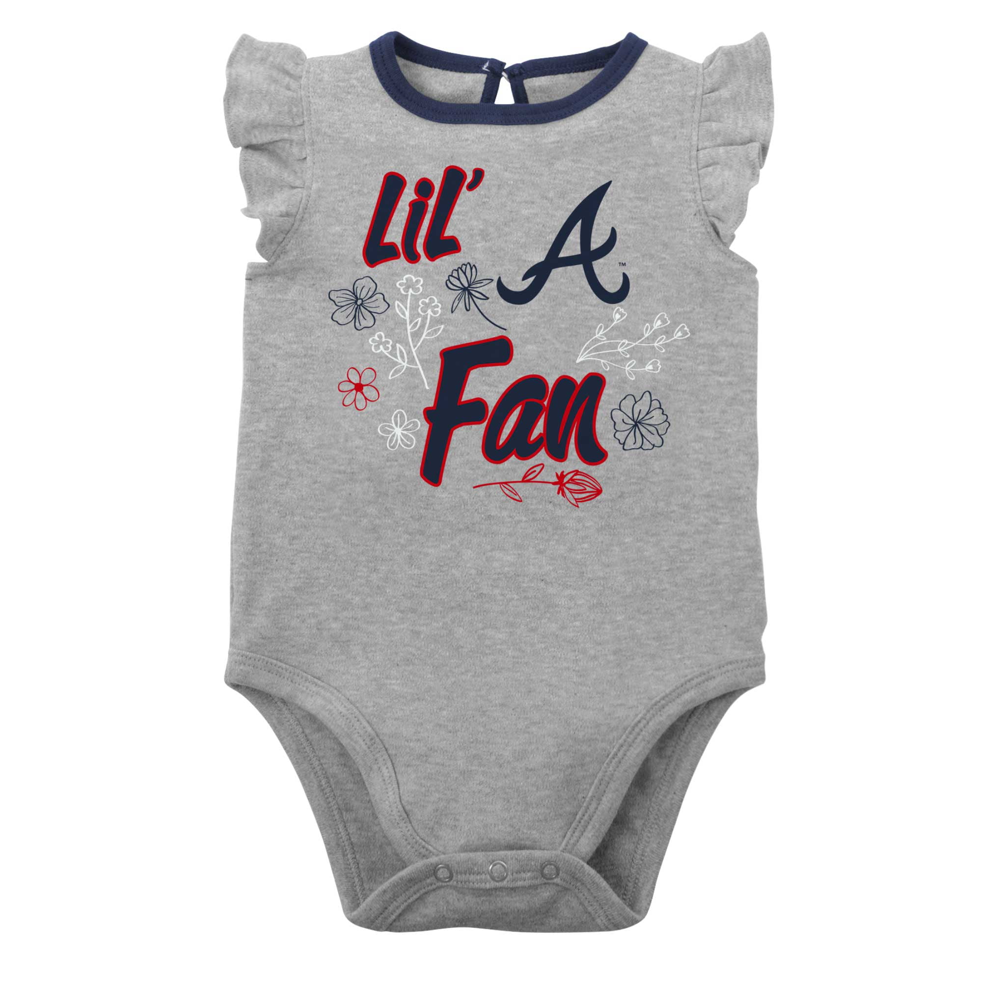 Girls Newborn & Infant Navy/Heather Gray Atlanta Braves Little Fan Two-Pack Bodysuit Set