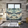 thumbnail image 4 of Yayeee Kitchen Curtains Tier Pair Light Filtering 27"x36" Rod Pocket Short Cafe Window Panel, Beige Floating Whale, 4 of 7